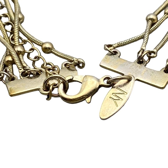 NY & Co Multi-Chain Layered Satellite Bead Necklace Gold-Tone - Picture 6 of 9